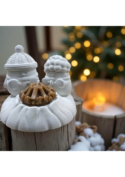 Kamp Ateşi Dekor ve Kokulu Mum Seti | El Yapımı Taş Tozu Obje + Soya Wax Kamp Ateşi Mum