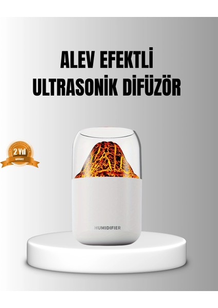 Bfs Alev Efektli Ultrasonik Uçucu Yağ Difüzörü 280ML Su Tanklı ve Sessiz Çalışma Özellikli