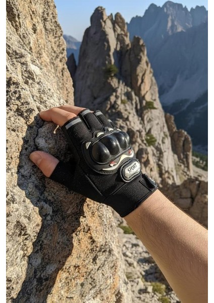 Unisex Korumalı Yarım Bisiklet Motorsiklet Eldiveni Parmaksız