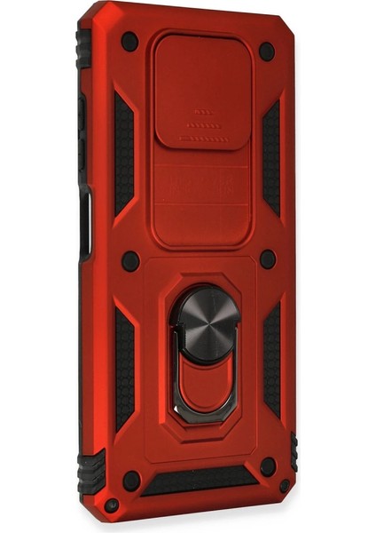 Xiaomi Pocophone X3 Kılıf Pars Lens Yüzüklü Silikon - Kırmızı