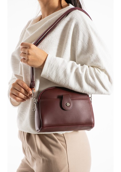 Yumuşak Deri Çok Kullanışlı Küçük Boy 4 Bölmeli Çapraz Çanta