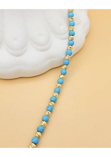 Turkuaz Boncuklu Gold Dorika Kolye modelleri