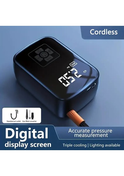 Mini Kablosuz Dijital Taşınabilir Kompresör Araç Lastik Top Şişirme Pompası Hava Kompresörü