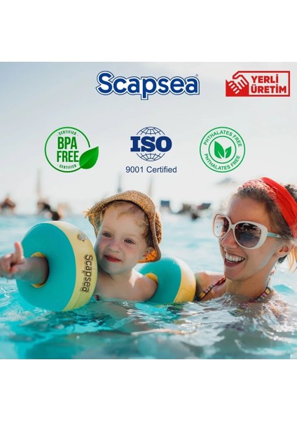 Scapsea Çocuklar Için Yüzme Kolluğu Içi Dolgulu 10KG - 40KG Arası Tamir Bandı Hediyeli
