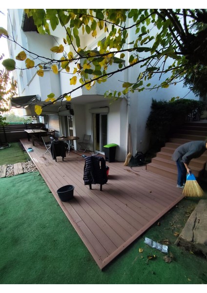 (0,86M2)AHŞAP Plastik Deck(Kompozit) Yer Döşemesi Taban Profili ,150 Cm(4 Adet Deck) Klipsleri Dahil