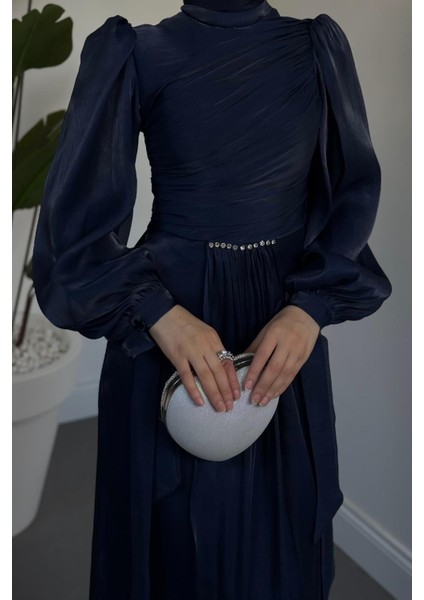 Cleane Beli Taşlı Ja Jan Abiye Lacivert modelleri