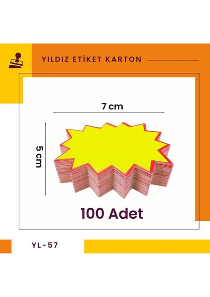 100 Adet 5 × 7 cm Sarı Yıldız Karton Etiketi, Mağaza, Bakkal ve Süpermarket Boş Yıldız Etiketi