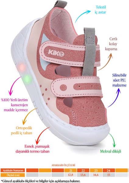 Nera Cırtlı Işıklı Kız Bebek Yürüyüş Spor Ayakkabı fiyatları