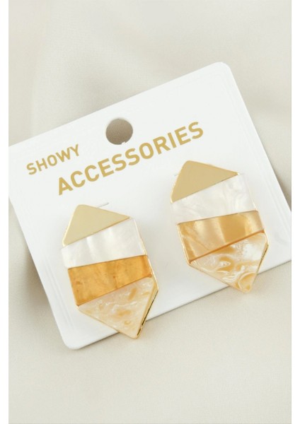 Sedef Taşlı Metal Küpe