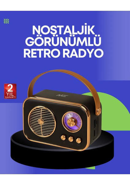 Klasik Retro Radyo – Bluetooth Destekli Fm Özellikli Şarjlı Hoparlör