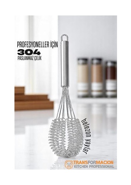 Hsnet Helezon Yaylı Çırpıcı 304 Paslanmaz Çelik Makarna Çırpıcı Çırpma Teli