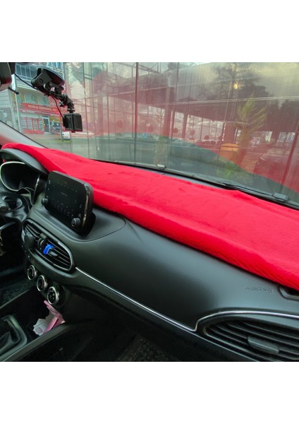 Yumuşak Tüylü Peluş Kürk Oto Torpido Bagaj Üstü Örtü Halı Kırmızı 130X40CM