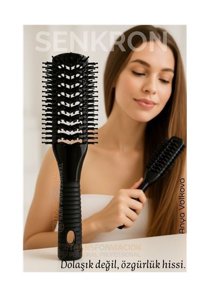 40 Ayak Nano Dolaşık Saç Açıcı 2 Yüzeyli Tarak Karbon Plastik Gövde Havalandırmalı Tasarım
