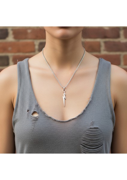 Şimşek - The Flash Gümüş Kaplama Örme Zincir Kolye fiyatları