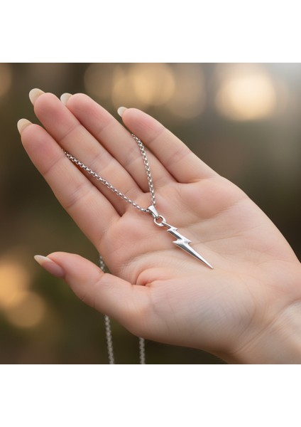 Şimşek - The Flash Gümüş Kaplama Örme Zincir Kolye indirimleri