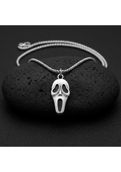 Scream - Çığlık Gümüş Kaplama Örme Zincir Kolye fırsatları