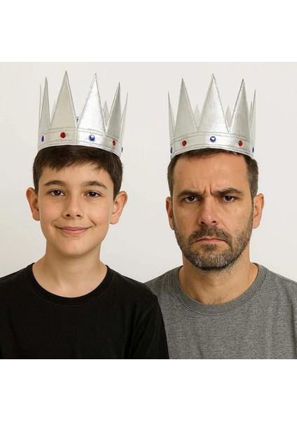 Gümüş Renk Eva Yumuşak Kral Kraliyet Tacı Yetişkin Çocuk Uyumlu 55 cm fiyatları