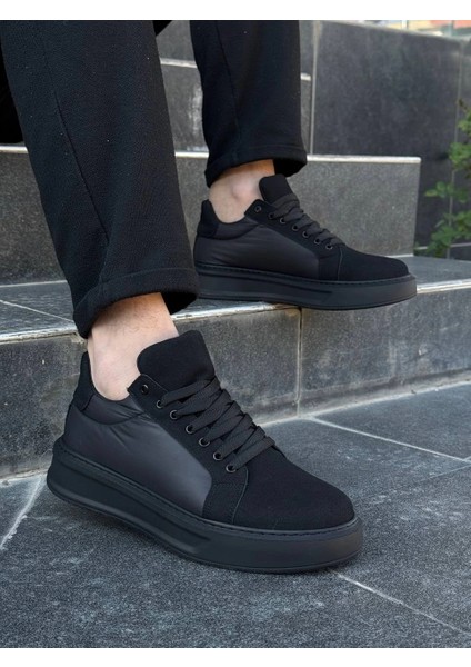 KB-046 Kuback Siyah Paraşüt Siyah Yüksek Taban Günlük Spor Ayakkabı