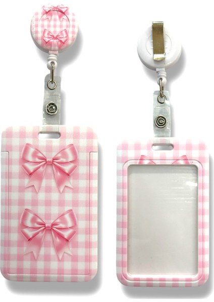 Yaka Kartlığı, Anahtarlık, Yoyolu Kartlık Koruyucu, Çekmeli Kart Tutucu, Kartlık Ikili Pembe Fiyonk