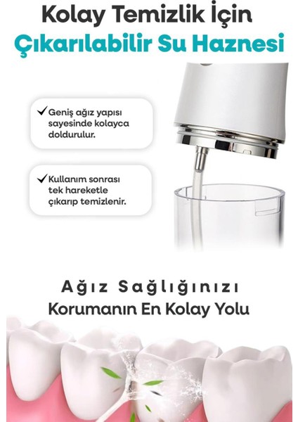 Şarjlı Taşınabilir Ağız Duşu, 3 Mod, 4 Başlık, Diş Arası Temizleyici Seyahat Dostu fırsatları