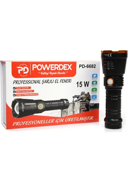 PD-6682 1000 Lümen 15 Watt Profesyonel Şarjlı El Feneri indirimleri