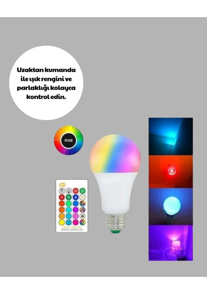 Rgb Uzaktan Kumandalı LED Ampul 16 Renk A Kalite 2025 Model Orijinal modelleri
