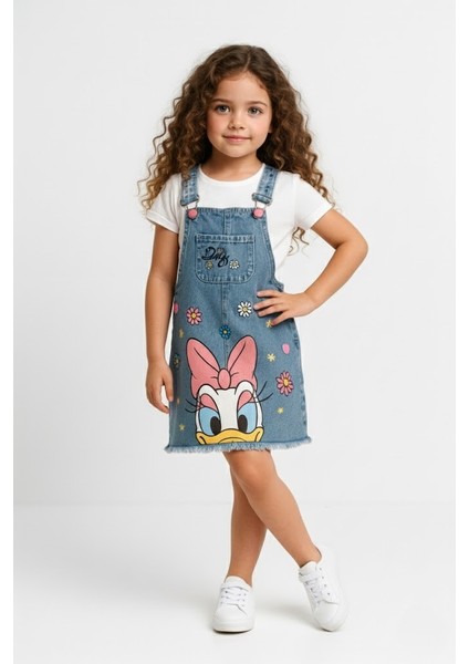 Kız Çocuk Kot Jile Salopet Elbise | Sevimli Ördek Tasarımlı Denim Model – Çanta Hediyeli fiyatları