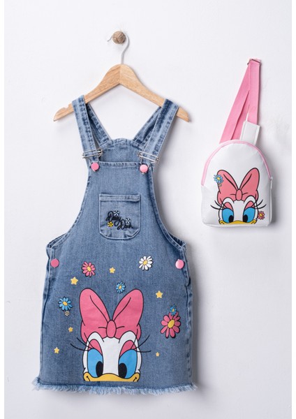 Kız Çocuk Kot Jile Salopet Elbise | Sevimli Ördek Tasarımlı Denim Model – Çanta Hediyeli indirimleri