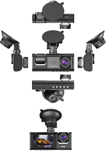 64GB Araç Içi Kamera 3 Kameralı (Yol + Araç Içi+ Arka) Fhd Video Kayıt Mikrofonlu Türkçe Cc-33