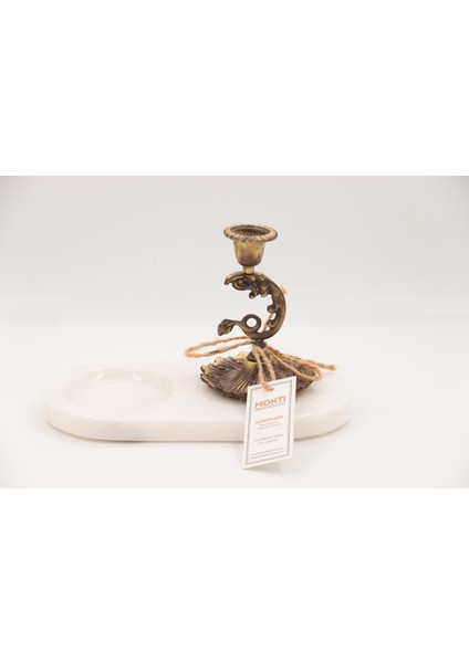 El Yapımı Mermer Taşlı Bronz Mumluk fırsatları