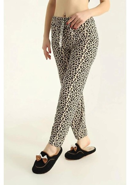 Milan Kumaş Pamuklu Leopar Desen Kadın Pijama Altlık fiyatları