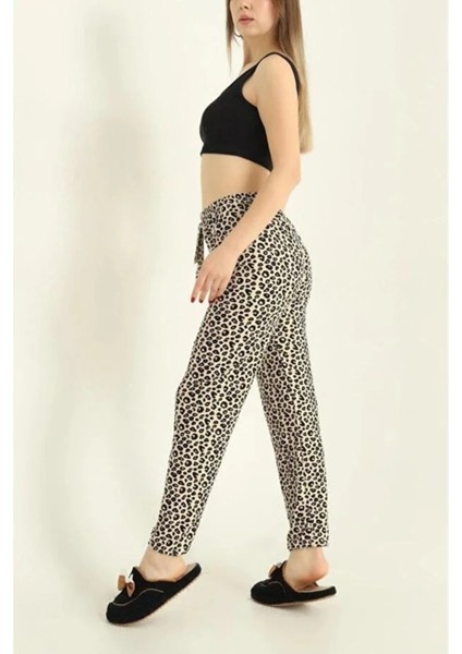 Milan Kumaş Pamuklu Leopar Desen Kadın Pijama Altlık fırsatları