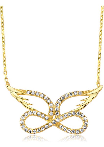 925 Ayar Gümüş Melek Kanadı Sonsuzluk Kadın Gümüş Kolye PT2610027 (972972)