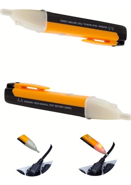 1 Adet Dedektörlü Temassız Işıklı Kablo Voltaj Test Elektrik Kaçak Dijital Kontrol Kalemi Cihazı