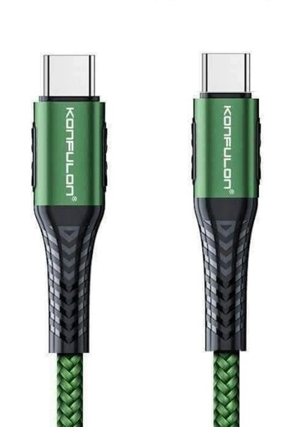 DC43 Type-C To Type-C 1m Örgü 60W Hızlı Şarj Kablo - Yeşil