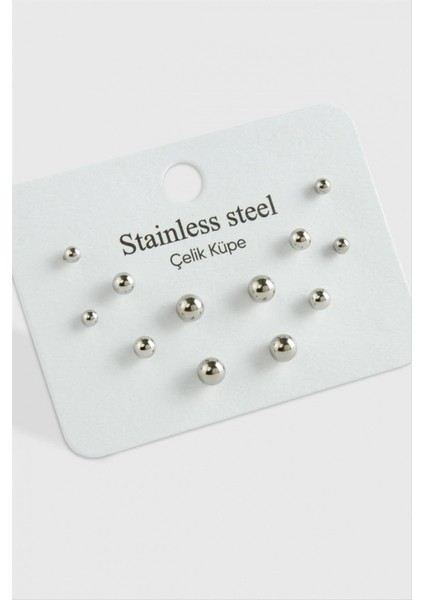 12 Adet Top Çelik Küpe