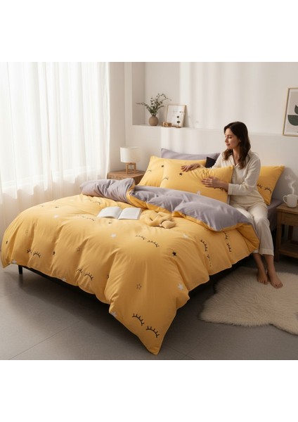 Nevresim Seti Çift Kişilik Baskılı Dide Sarı Mature modelleri