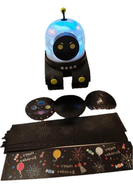 Bluetooth Robot Çocuk Gece Lambası Projeksiyon Işıldak Film Rulo fiyatları