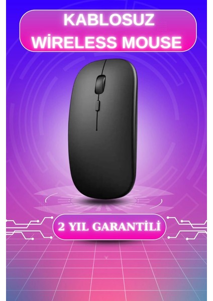 Kablosuz Mouse Fare Şarjlı Bluetooth Wireless Çift Modlu Sessiz