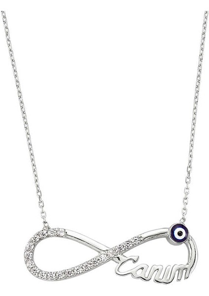 925 Ayar Gümüş Nazarlı Sonsuzluk Canım Kadın Gümüş Kolye PT0460033 (972972)