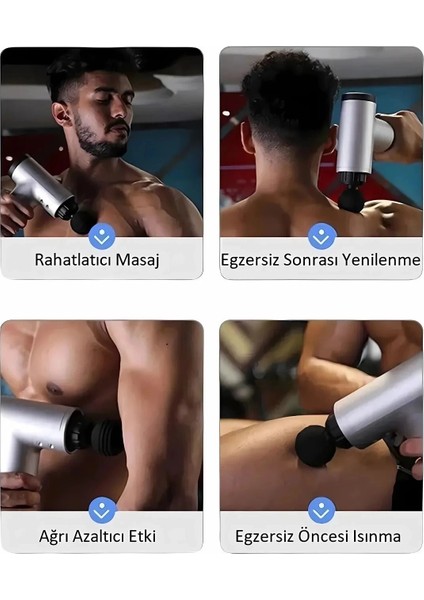 Yeni Nesil Masaj Tabancası 4 Başlıklı Sporcu Şarjlı Kablosuz Omuz Bacak Ayak Renk Seçilemez indirimleri