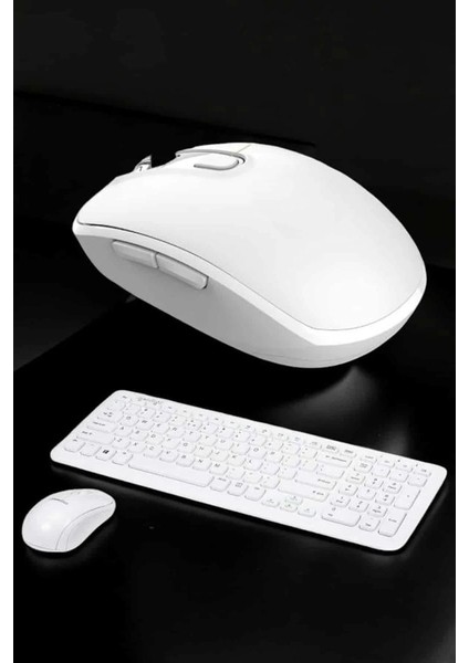 Beyaz Kablosuz Klavye Fare Seti Kablosuz Fare USB Alıcı Pc Uyumlu