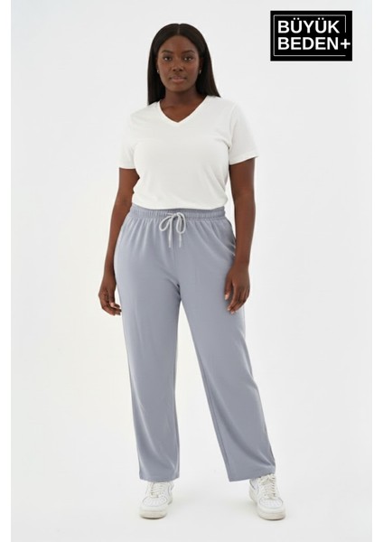 Kadın Büyük Beden Rahat Kesim Lastikli Bel Paça Reçmeli Eşofman Altı SPR26EAK952