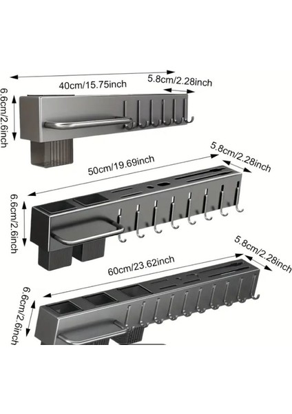 60 cm Mutfak Rafı Askılık Duvara Monte Kendinden Yapışkanlı Düzenleyici Delmeden Montaj modelleri