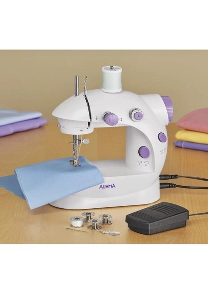 Işıklı Pedallı Dikiş Makinesi Mini Asw1 Beyaz Nakış
