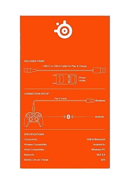 Steelseries Stratus Plus, ve Windows Için Bluetooth Oyun Denetleyicisi, 90 Saat Pil Ömrü, Hall Effect Tetikleyici, Alps Toplama Çubukları