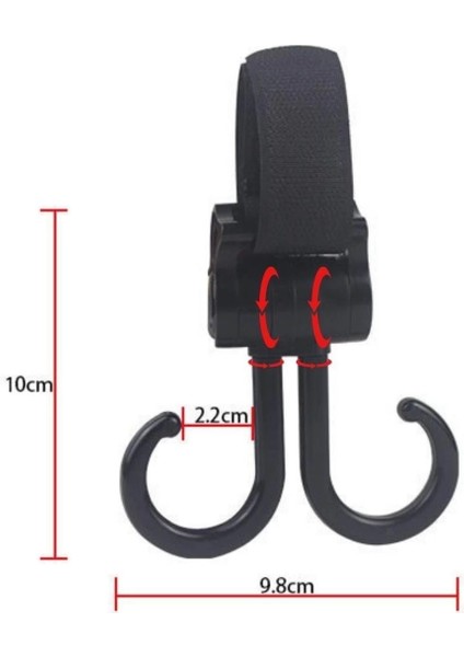 2 Kancalı Askı Bebek Arabasına Uyumlu Cırtlı Eşya Taşıma Aparatı 360 Derece Dönebilen Plastik Kanca fırsatları