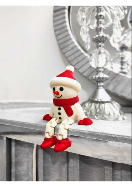 3D Baskı Sevimli Kardan Adam Yılbaşı Dekor Figürü – Yeni Yıl Masa ve Raf Süsü