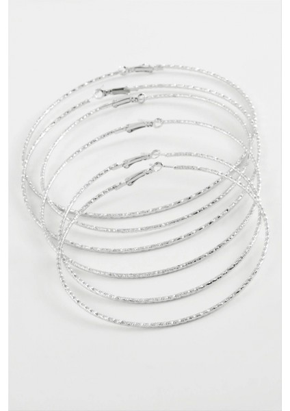 Çizgili Metal Halka Küpe 6 Adet