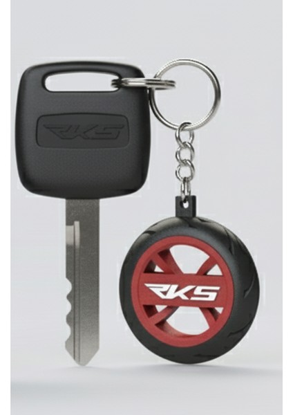 Rks Logolu Özel Tasarım Lastik Detaylı Motosiklet Anahtarlığı